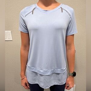 Adrienne Vittadini Sky Blue Short Sleeve Top